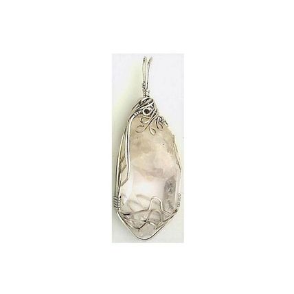 Quartz Crystal Stainless Steel Wire Wrap Gemstone Pendant 5