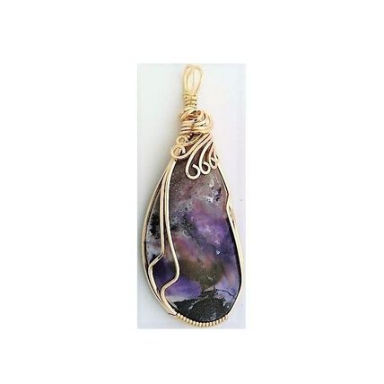 Tiffany Stone Jasper Gold Wire Wrap Gemstone Pendant 63
