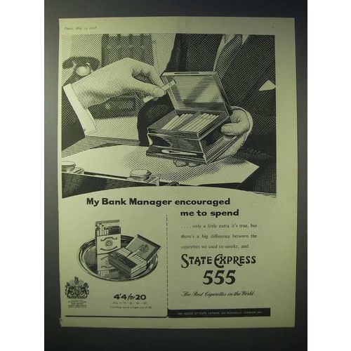 1958 State Express 555 Cigarette Ad - Bank Manager