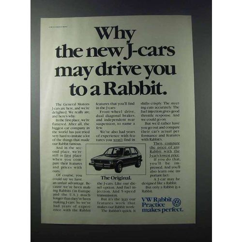 1981 Volkswagen Rabbit Ad - J-Cars Drive You to Rabbit