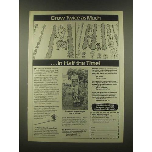 1985 Mantis Tiller Ad - Grow Twice As Much