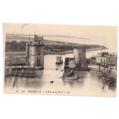 L'ENTREE DU PORT, LA ROCHELLE, FRANCE. used antique postcard no date =