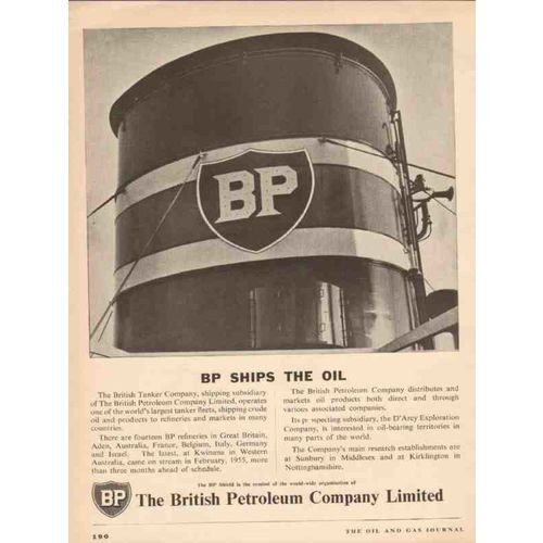 BRITISH PETROLEUM 1955 BP ships oil Tanker Company fleet vintage ad