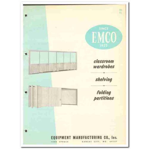 EQUIPMENT MFG COMPANY 1964 Classroom wardrobe shelving vintage catalog