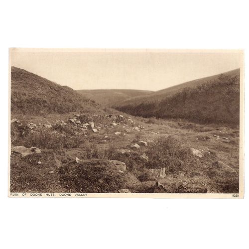 RUINS OF DOONE HUTS, DOONE VALLEY, DEVON unused vintage postcard by Photochrom =