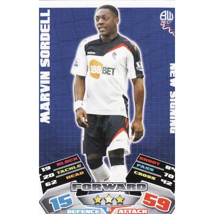 Match Attax Extra 2011/2012 N6 Marvin Sordell Bolton Wanderers