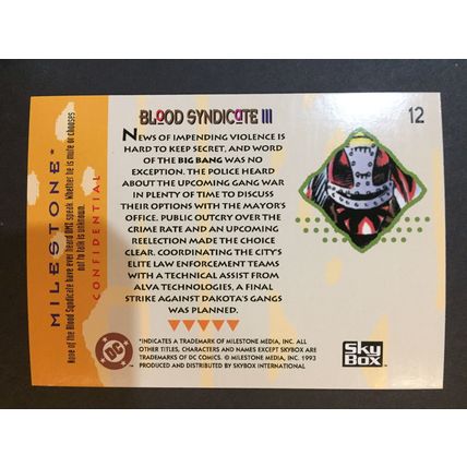 Milestone: The Dakota Universe trading card #12 (Blood Syndicate III)