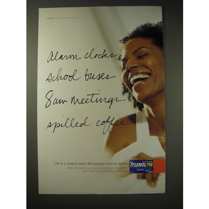 2003 Tylenol PM Medicine Ad - Alarm clocks school buses 8am meetings