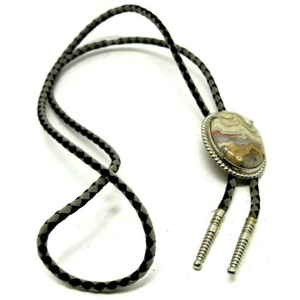 Hand Made Natural Polished Stone Western Cowboy Leather Bolo Neck Tie (B81)