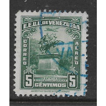 VENEZUELA 1940 STATUE OF BOLIVAR AT CARCACAS 5c GREEN SG626 FINE USED