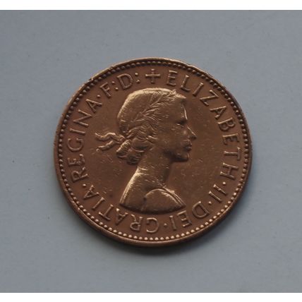 1960 Queen Elizabeth II Half-Penny ½d Calm sea variety Bronze British Coin