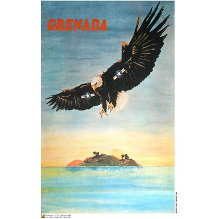 Political POSTER.GRENADA.American Invasion.Cold War Cuban protest Art.am37