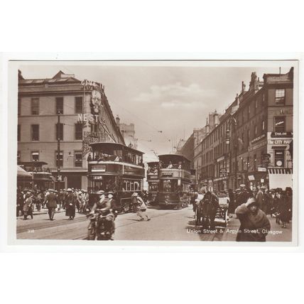 Union & Argyle Street Glasgow Postcard 316