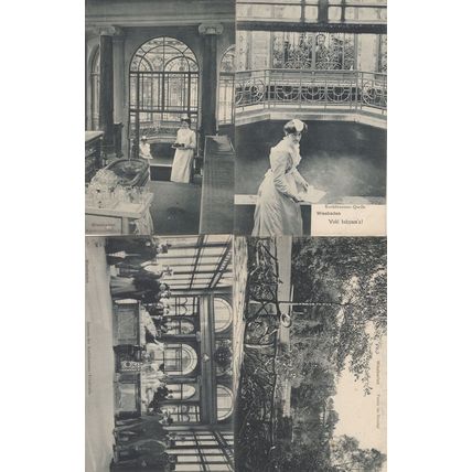 Wiesbaden Wohl Bekomm's 4x Antique German Maid Postcard s