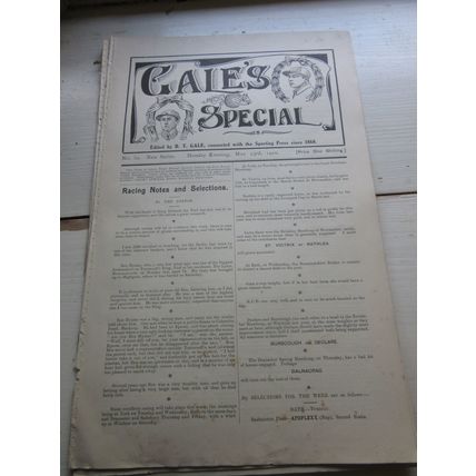 GALE'S SPECIAL flat horse racing newspaper May 23rd 1910 notes and selections =