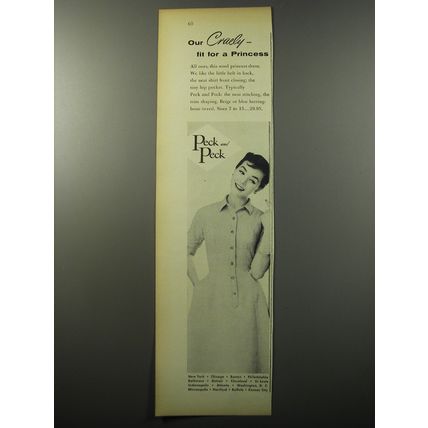 1955 Peck & Peck Dress Ad - Our Craely - fit for a Princess