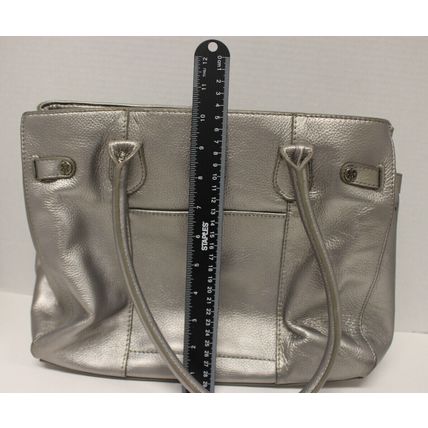 Emma Fox Silver Handbag, Quilted back exterior, double handles
