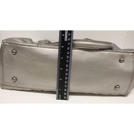 Emma Fox Silver Handbag, Quilted back exterior, double handles