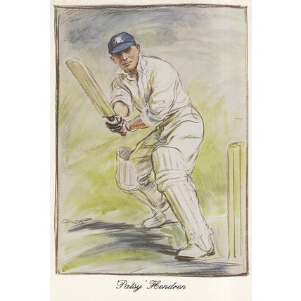 Patsy Hendren Middlesex England Cricket Painting Postcard