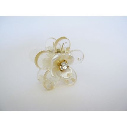 Small clear acrylic crystal flower hair claw clip