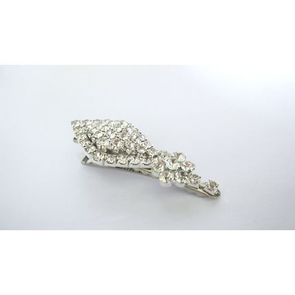 Small clear crystal oval flower alligator hair clip for fine thin hair