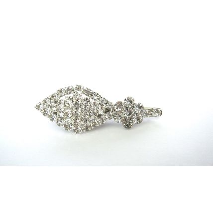 Small clear crystal oval flower alligator hair clip for fine thin hair