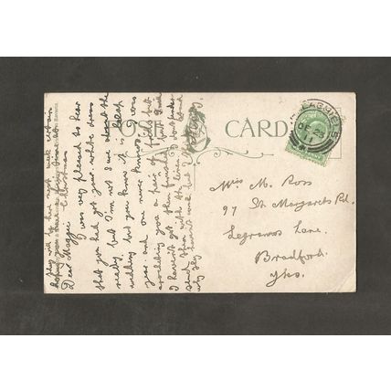 Genealogy Postcard Miss M Ross 97 St Margarets Rd Legrams Lane Bradford Yorks