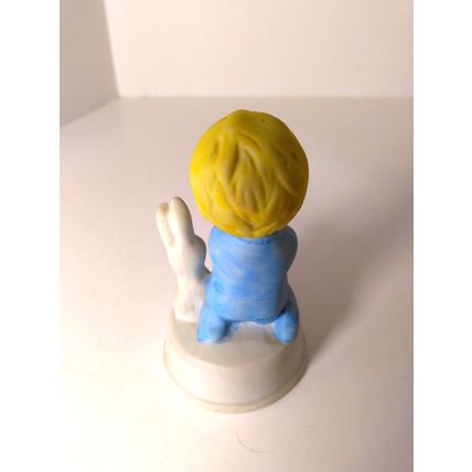 Porcelain Praying Boy With Rabbit Figurine Collectible Home Decor Farmhouse VTG