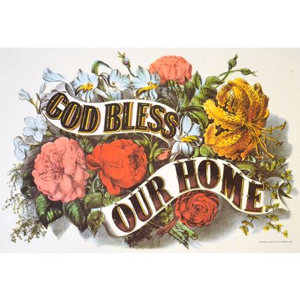 GOD BLESS OUR HOME 1952 Nathaniel Currier - James Merritt Ives PRINT