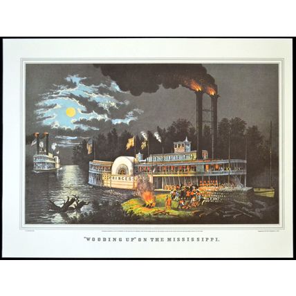 WOODING UP ON THE MISSISSIPPI 1952 Frances Flora Bond Palmer PRINT