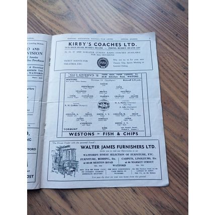 1955/56 Watford vs Torquay - Division 3(S), 31/3/1956 * FREE P&P *