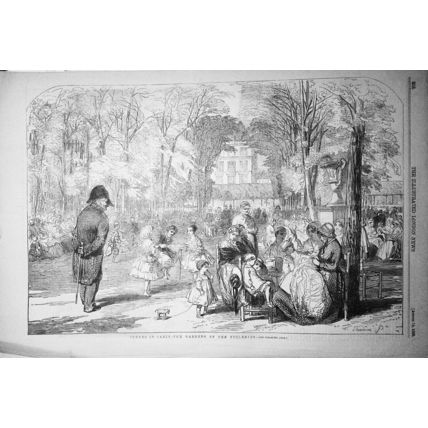 Scenes in Paris - The Gardens of the Tuileries - Illustrated London News, 1855.