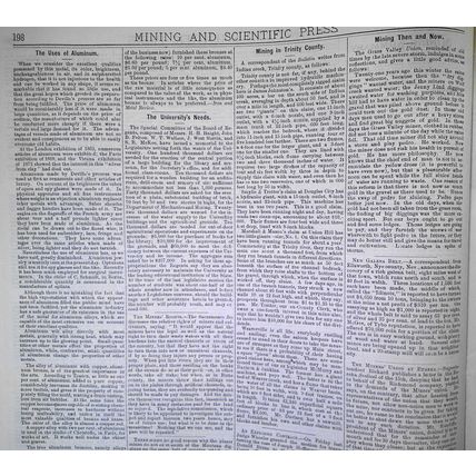 Mining and Scientific Press, March 25, 1876. Glacial Epoch; Aluminum Uses; etc