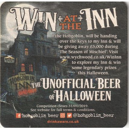 BEER MAT - WYCHWOOD BREWERY - HOBGOBLIN - (Cat No 075) - (2018)