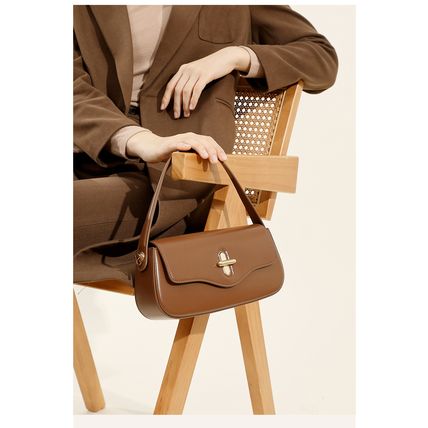 Genuine Leather Women Top Handle Shoulder Purses and Handbags Brown