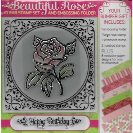 Beautiful Rose Embossing Folder & Stamps Set. Stamping Scrapbooking