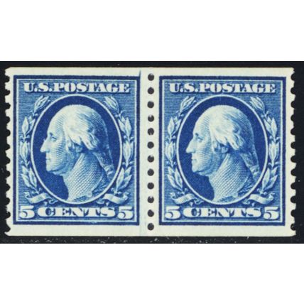447, Mint VF NH 5¢ Coil Pair - Very Fresh! - Stuart Katz