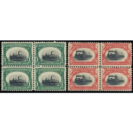 294-95, Mint NH 1-2¢ Blocks of Four SCV $330 * Stuart Katz