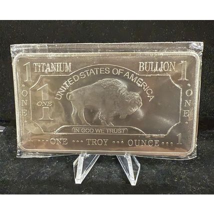 Pure Titanium Metal USA American Buffalo Bullion Bar 1 Troy ounce .999 Fine