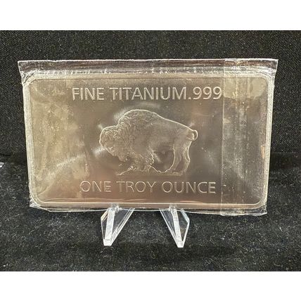 Pure Titanium Metal USA American Buffalo Bullion Bar 1 Troy ounce .999 Fine