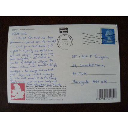 GB The Cotswolds used 1994 Hinde multi view colour postcard cottages villages