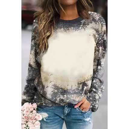 Multicolor Vintage Bleached Tie Dye Long Sleeve Top