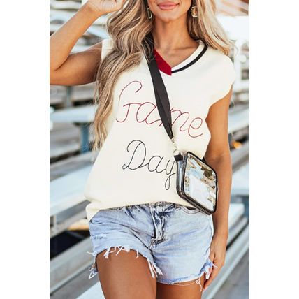 White Vintage Game Day Sweater Vest