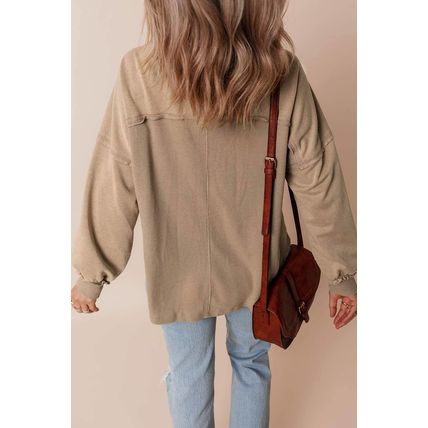 Goat Mineral Wash Textured Patchwork Loose Fit Shacket
