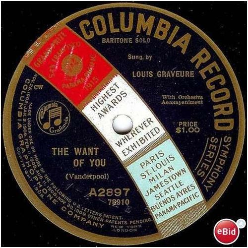 Columbia 78 #A2897 - Louis Graveure "The Want Of You" & "I Know A Lovely Garden"