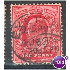 GB stamps 1902-10 KEV11 - 1d SG219 Exeter 1