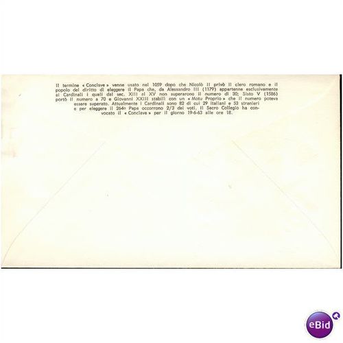 Vatican FDI cover 1963 - SG 406 - Apertura Conclave 19-6-1963