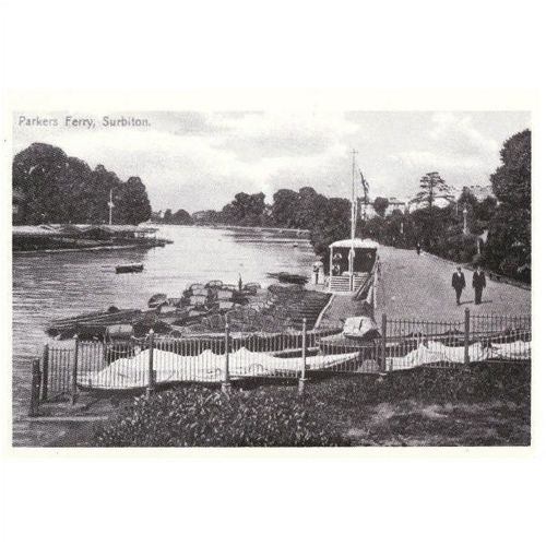 Postcard Parkers Ferry SURBITON 1907 Edwardian Surrey Punts Boats