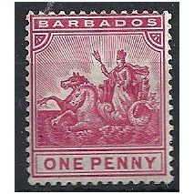 Barbados 1892 SG107 1d Carmine Mounted Mint .. .