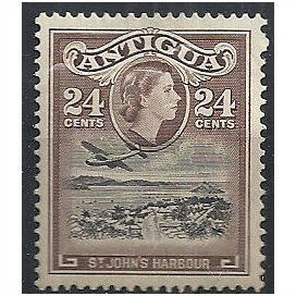 Antigua 1953 SG129 24c Black & Chocolate Fine Mounted Mint . ..